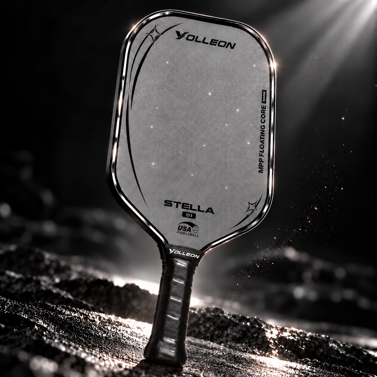 Volleon Stella S1 black pickleball paddle promotional render